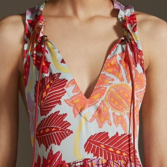 Omika Anthropologie Floral V-Neck Sleeveless Maxi Dress - Picture 3 of 10
